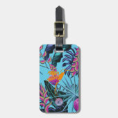 ハミングバードと明るい熱帯の葉のパターン ラゲッジタグ (正面縦)