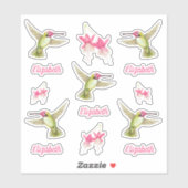 ハミングバードと明るい赤紫色フラワーフラワーズビニール シール (シート)