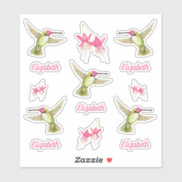 ハミングバードと明るい赤紫色フラワーフラワーズビニール シール