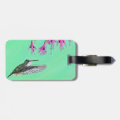 ハミングバードと明るい赤紫色絵画ズ ラゲッジタグ (裏面横)