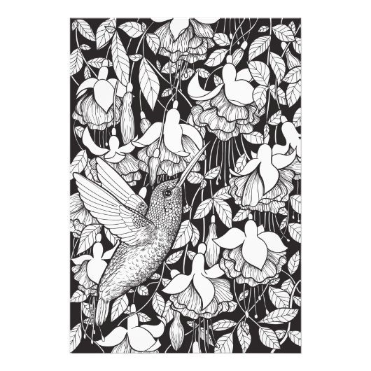 ハミングバードと明るい赤紫色 フォトプリント            (正面)