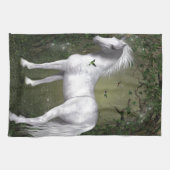 ハミングバードと森の白い馬 キッチンタオル (横)