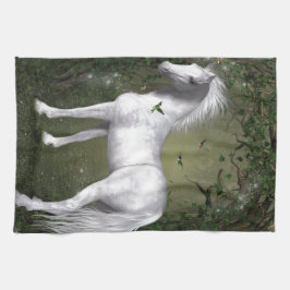 ハミングバードと森の白い馬 キッチンタオル