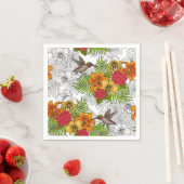 ハミングバードと熱帯性花束 スタンダードカクテルナプキン (インサイチュ)