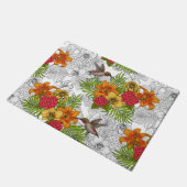 ハミングバードと熱帯性花束 ドアマット (アングル)