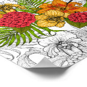 ハミングバードと熱帯性花束 ポスター (角)