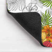 ハミングバードと熱帯性花束 マウスパッド (コーナー)