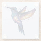 ハミングバードと石積み夜空銀河系鳥 ガラスコースター (裏面)