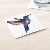ハミングバードと石積み夜空銀河系鳥 ペーパーコースター (アングル)