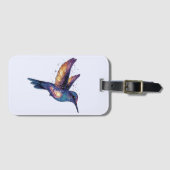 ハミングバードと石積み夜空銀河系鳥 ラゲッジタグ (正面横)
