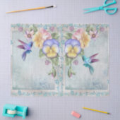 ハミングバードと紫色の花の切り離し 薄葉紙 (クラフト)