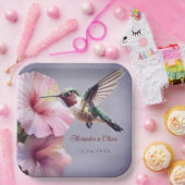 ハミングバードと結婚ハイビスカス | パープル ペーパープレート (パーティー)