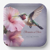 ハミングバードと結婚ハイビスカス | パープル ペーパープレート (正面)