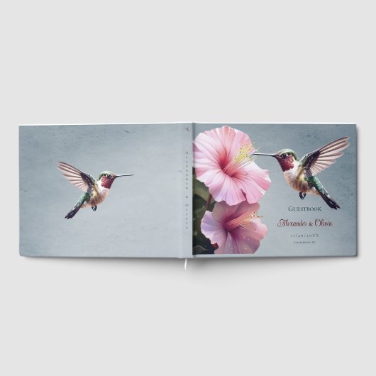 ハミングバードと結婚ハイビスカス |青 ゲストブック (全面)