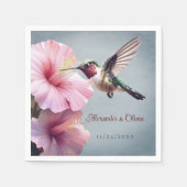 ハミングバードと結婚ハイビスカス |青 スタンダードカクテルナプキン (正面)