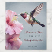 ハミングバードと結婚ハイビスカス |青 ワインラベル (シングルラベル)