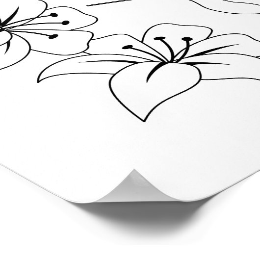 ハミングバードと花のカラーリングページ ポスター (角)