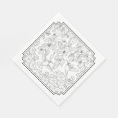 ハミングバードと花アダルトカラーリングページ スタンダードランチョンナプキン (角)