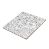 ハミングバードと花アダルトカラーリングページ タイル (側面)