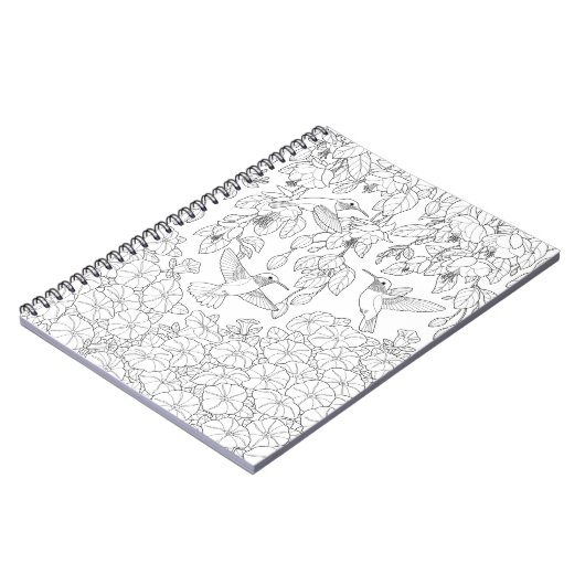 ハミングバードと花アダルトカラーリングページ ノートブック (左側)