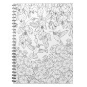 ハミングバードと花アダルトカラーリングページ ノートブック (正面)