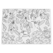 ハミングバードと花アダルトカラーリングページ ラージペーパーバッグ (正面)
