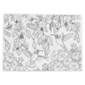 ハミングバードと花アダルトカラーリングページ ラージペーパーバッグ (裏面)