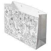 ハミングバードと花アダルトカラーリングページ ラージペーパーバッグ (裏面アングル)