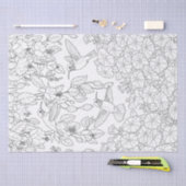 ハミングバードと花アダルトカラーリングページ 薄葉紙 (クラフト)