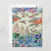 ハミングバードと花ステンドグラスWOW ポストカード (正面/裏面)