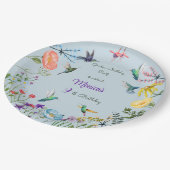 ハミングバードと花園の誕生日パーティー ペーパープレート (アングル)
