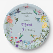 ハミングバードと花園の誕生日パーティー ペーパープレート (正面)