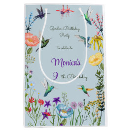 ハミングバードと花園の誕生日パーティー ミディアムペーパーバッグ