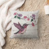 ハミングバードと花 クッション (ブランケット)