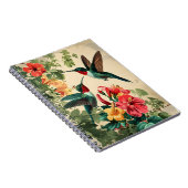 ハミングバードと花:ヴィンテージはがき ノートブック (右側)