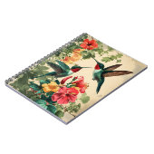 ハミングバードと花:ヴィンテージはがき ノートブック (左側)