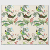 ハミングバードと花on Light Cream ラッピングペーパー (フラット)