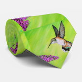 ハミングバードと薄紫絵画ズ ネクタイ (ロール)