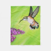 ハミングバードと薄紫絵画ズ フリースブランケット (正面)