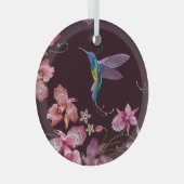 ハミングバードと蘭、熱帯シームレスファッション。 ガラスオーナメント (正面右)
