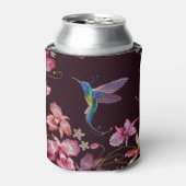 ハミングバードと蘭、熱帯シームレスファッション。 缶クーラー (缶正面)