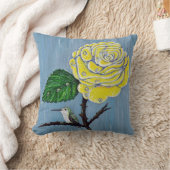 ハミングバードと雨の中のバラ絵画。 クッション (ブランケット)