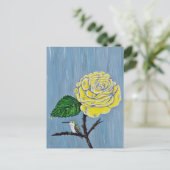 ハミングバードと雨の中のバラ絵画。 ポストカード (スタンド正面)