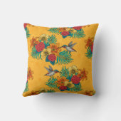 ハミングバードと黄色のトロピカルブーケ クッション (裏面)