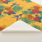 ハミングバードと黄色のトロピカルブーケ シェルパブランケット (3/4)