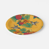 ハミングバードと黄色のトロピカルブーケ ペーパープレート (アングル)
