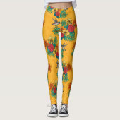 ハミングバードと黄色のトロピカルブーケ レギンス (正面)