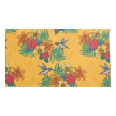 ハミングバードと黄色のトロピカルブーケ 枕カバー (裏面-左)