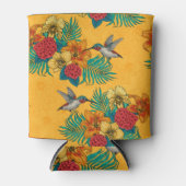 ハミングバードと黄色のトロピカルブーケ 缶クーラー (正面)