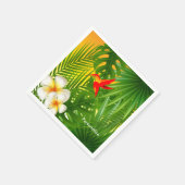 ハミングバードのある熱帯太陽の光 スタンダードカクテルナプキン (角)